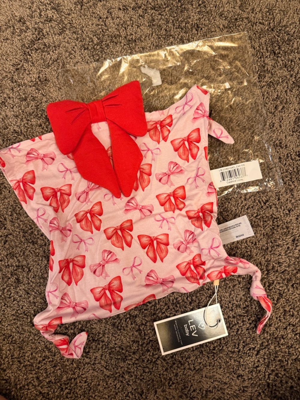 New Lev baby red bow Catalina lovey
